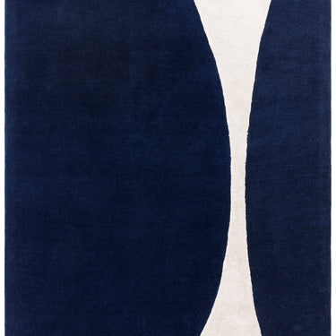 Matrix Signature Tufted Soft Silky Indigo Blue Wool Viscose Abstract Geometric Rug