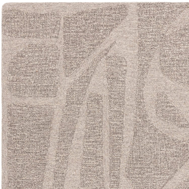 Loxley Bohomian Modern Abstract Hand Woven Wool Rug in Stone Grey