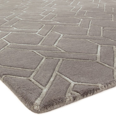 Asiatic London Nexus FL06 Fine Lines Trellis Grey Silver Hand-Carved Wool Viscose Geometric Rug