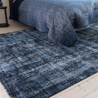 Asiatic London Kuza Navy Blue Polypropylene Abstract Textured Distressed Rug - X-Large 200x290 cm (6'7"x9'6")