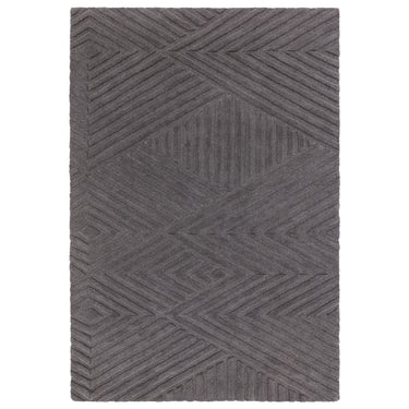 Hague Modern Hand Made Wool Rug in Charcoal