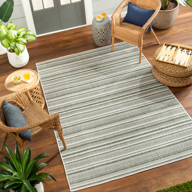 Eagean Kavita Green Outdoor Rug Washable Garden & Patio Rug