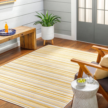 Eagean Kavita Yellow Outdoor Rug Washable Garden & Patio Rug