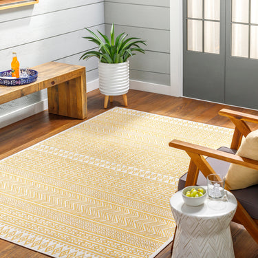 Eagean Mimi Yellow Outdoor Rug Washable Garden & Patio Rug