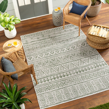 Eagean Diksha Green Outdoor Rug Washable Garden & Patio Rug