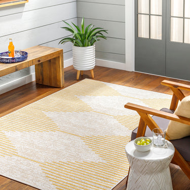Eagean Dolly Yellow Outdoor Rug Washable Garden & Patio Rug