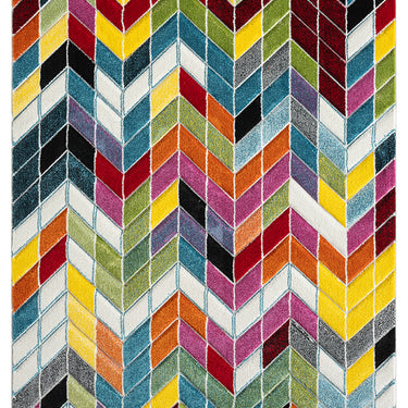 Spectra Ocala Bright Multi Coloured Polypropylene Geometric Textured Rug