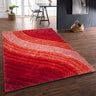 3D Lena Silky Living Shaggy Geometric Textured Rug - Red