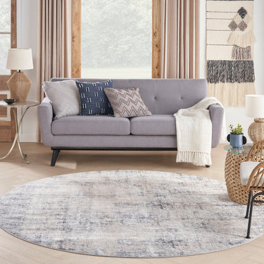 Rustic Textures RUS01 Modern Abstract Round Circle Rug in Grey Beige