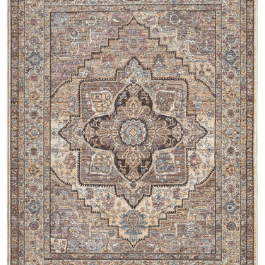Alia 842G5 Short Pile Grey Polypropylene Traditional Bordered Medallion Rug