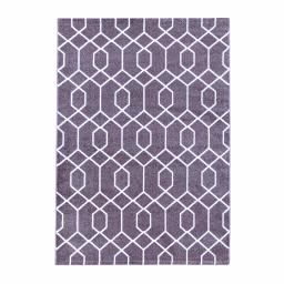 Efor Modern New Geometric Design Soft Rug in Grey, Purple Violet Rose Pink