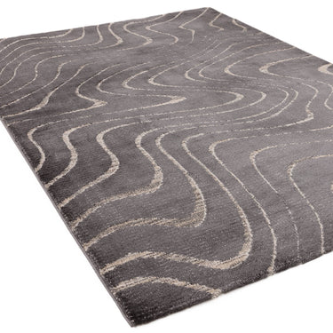 Asiatic London Axel AX08 Swirls Lines Charcoal Polypropylene Textured Scandi Rug