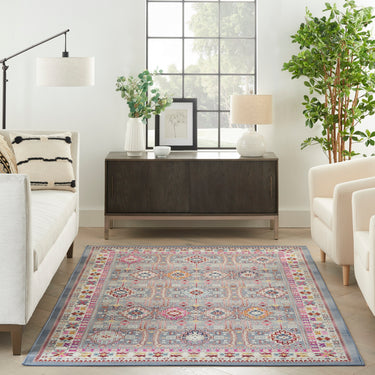 Kashan VKA05 Grey Multi Bordered Classic Polypropylene Persian Oriental Traditional Rug - Large 160x239 cm (5'3"x7'10")