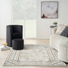 Glitz GLZ03 Frame Soft Silky Ivory Taupe Abstract Geometric Textured Bordered Rug - Medium 119x180 cm (3'11"x5'11")