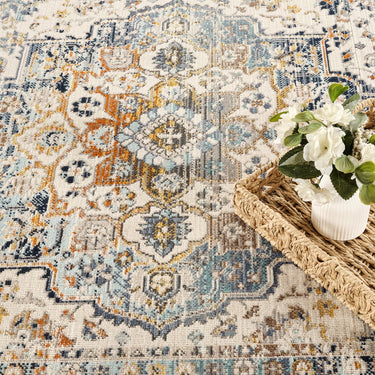 Nourison Kashan VKA12 Medallion Ivory Sage Green Polypropylene Traditional Vintage Floral Rug