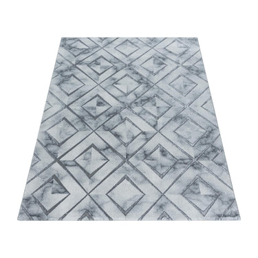 Naxos Modern Marble Like Design Gold Silver Rug in Black and White