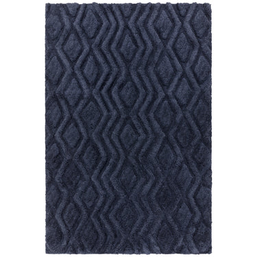 Asiatic London Harrison Navy Blue Living Diamond Shaped Super Handmade Shaggy Geometric Rug