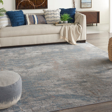 Rustic Textures RUS15 Modern Abstract Rug in Light Grey Blue