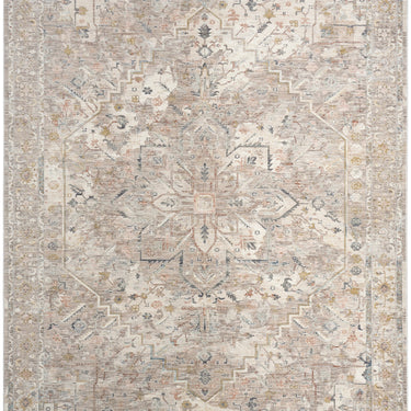 Nourison Antique Fusion ANF02 Fringed Bordered Medallion Ivory Traditional Vintage Abstract Floral Rug
