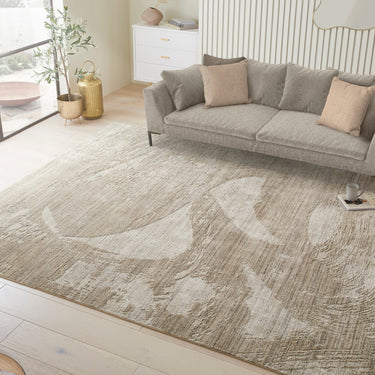 Dune Modern Abstract  Wind-Swept Desert Pattern Wool & Viscose Blend Textured Beige Rug