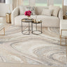 Brushstrokes BSK03 Marbled Silky Shimmer Cream Grey Polypropylene Abstract Textured Rug - X-Large 239 x 300 cm (7'10"x9'10")