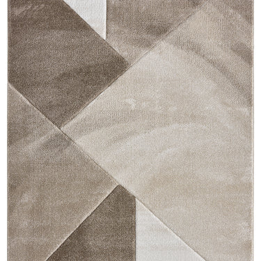 Orbit Eira 3D Beige Abstract Geometric Textured Hallway Runner Rug