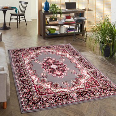 Lancashire Traditional Oriental Classic Rug, Hallway Runner or Circle Carpet in Grey