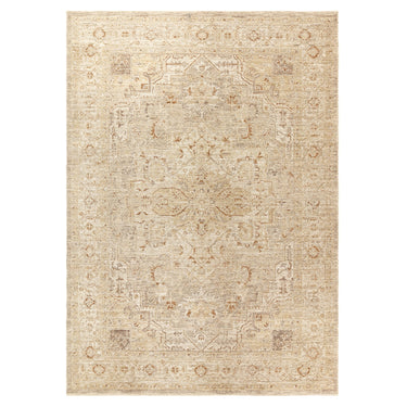 Asiatic London Heriz HE01 Serapi Beige High-Low Texture Traditional Vintage Textured Medallion Hallway Runner Rug