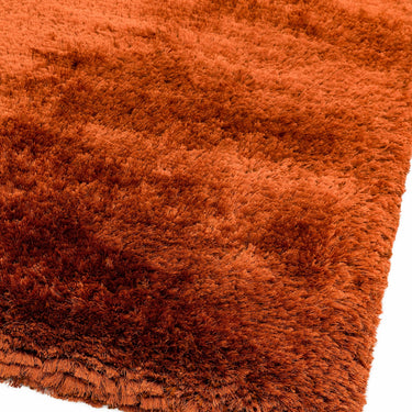 Plush Plain Shaggy High Pile Thick Silky Fluffy Soft Hand Woven Rust Rug