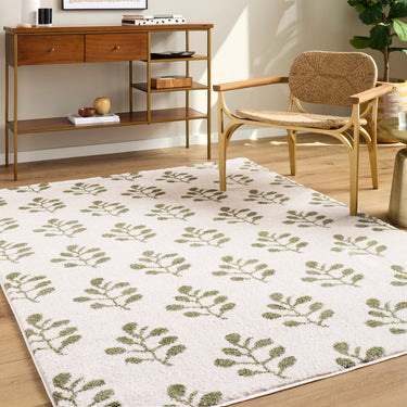 Tivoli Washable Shaggy Green, Cream & Olive Rug - Design EDRV2304
