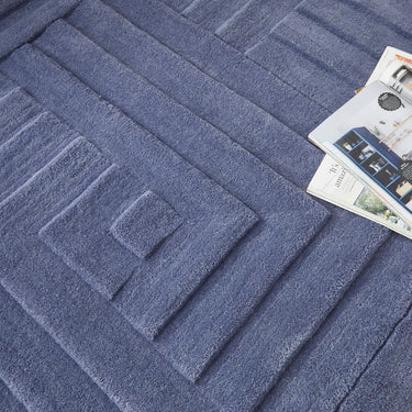 Origin Maze Rug Soft Wool High Quality Modern Linear Geometric Rug in Blue