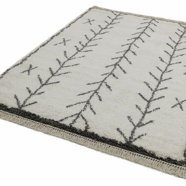 Rocco Moroccan Tribal Berber Arrow Soft Shaggy Rug in Cream, Grey