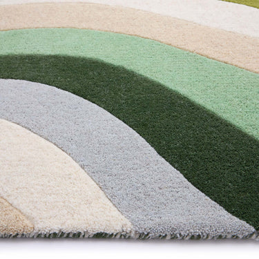 Origins Acasta Wave Green Wool Cotton Abstract Rug