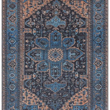 Kaya Niki KY14 Traditional Persian Bordered Floral Flatweave Washable Rug in Orange Blue Black Multi