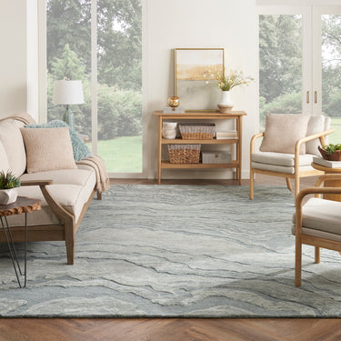 Graceful GRU01 Blue Modern Abstract Wool Rug & Hallway Runner by Nourison