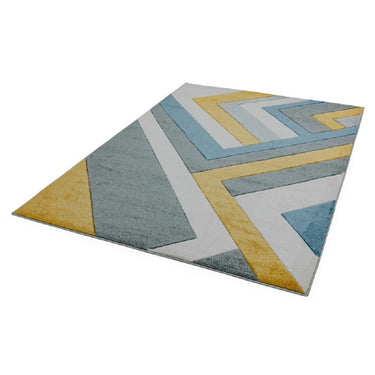 Sketch SK09 Linear Geometric Hand Carved Rug in Grey Ochre Multicolours