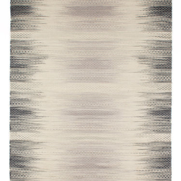 Fusion Knotted Fringed Smoke Grey Wool Traditional Geometric Textured Rug 200x290 cm