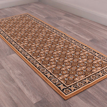 Traditional Poly Esta Bordered Rug Hallway Runner Circle in Gold