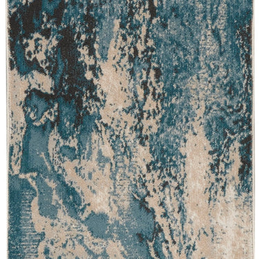 Nourison Maxell MAE08 Ivory Teal Cotton Abstract Modern Rug