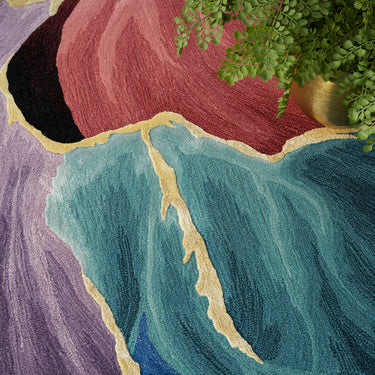 Prismatic Abstract Rug by Nourison Modern Luxury Soft Wool Silky Viscose Hand Tufted PRS34 Rug in Black
