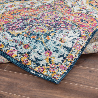 Elaziz Vintage Traditional Boho Oriental Pink, Fuchsia & Mustard Rug