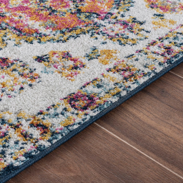 Elaziz Vintage Traditional Boho Oriental Pink, Fuchsia & Mustard Rug