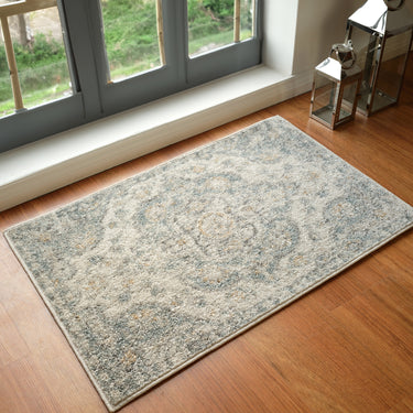 Elaziz Vintage Traditional Boho Oriental Grey, Ivory & Light Beige Rug - Design ELZ2370