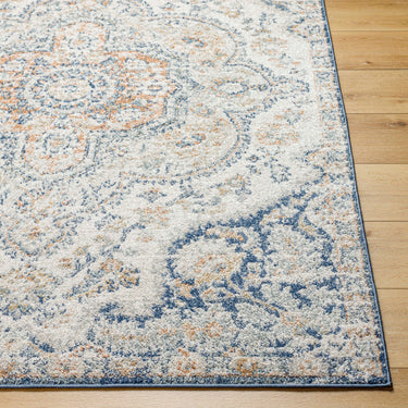 Elaziz Vintage Traditional Boho Oriental Blue, Ivory & Light Beige Rug
