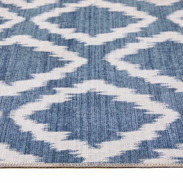 Origins Washable Como Diamond Soft Chenille Bohomian Rug in Blue 160 x 230 cm
