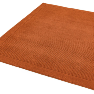 York Wool Rug  Hand Made Modern Plain Bordered Rug in Terracotta