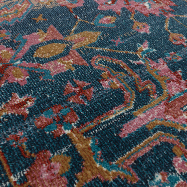 Zola Evin Vintage Traditional Persian Kilim Rug in Shiny Turquoise Blue Pink