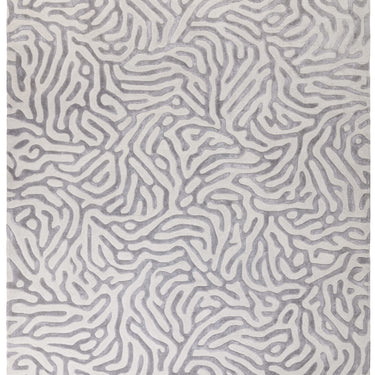 Coral 3D Effect Gunmetal Silver Handmade Wool Viscose Abstract Rug