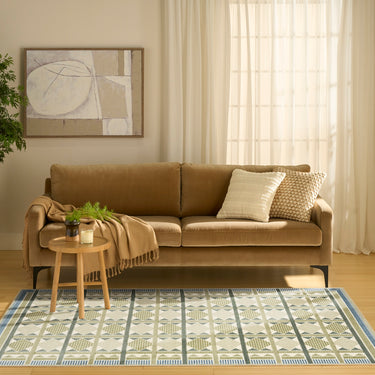 Nourison Nordic NRC06 Scandinavian Design Green Blue Abstract Geometric Textured Rug