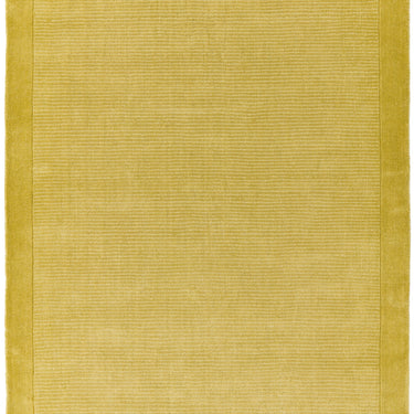 York 100% Wool Rug Hand Made Modern Plain Bordered Rug in Yellow Mustard